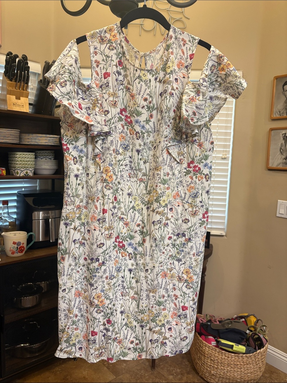 White Floral Cold-Shoulder Sundress